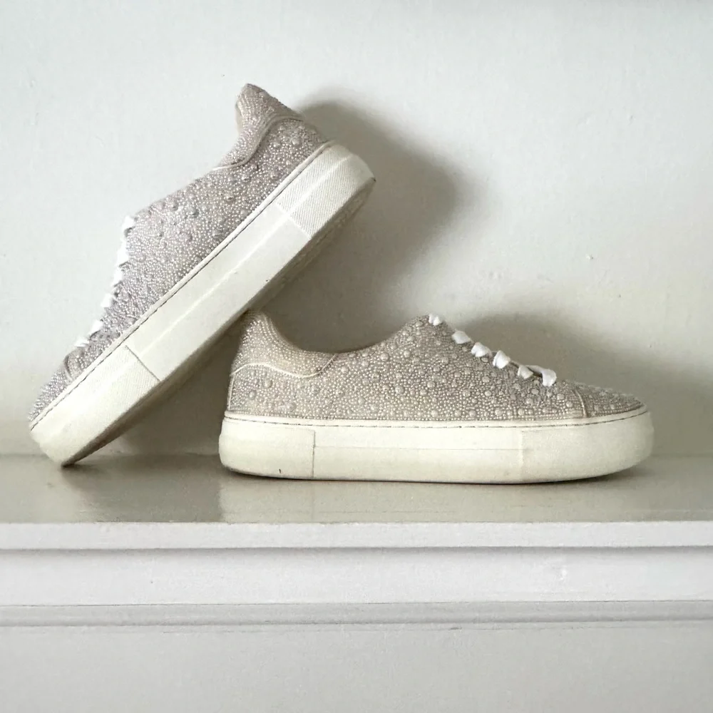 Betsey Johnson Women’s Sidney Laceup Platform Pearl-Embellished Sneaker - Picture 6 of 10